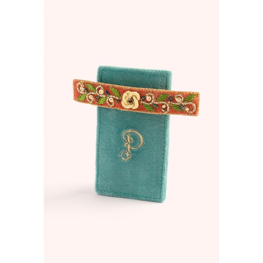 Tangerine floral barette