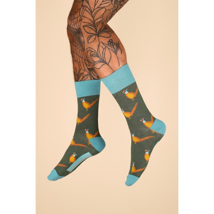 Pheasants racing green socks