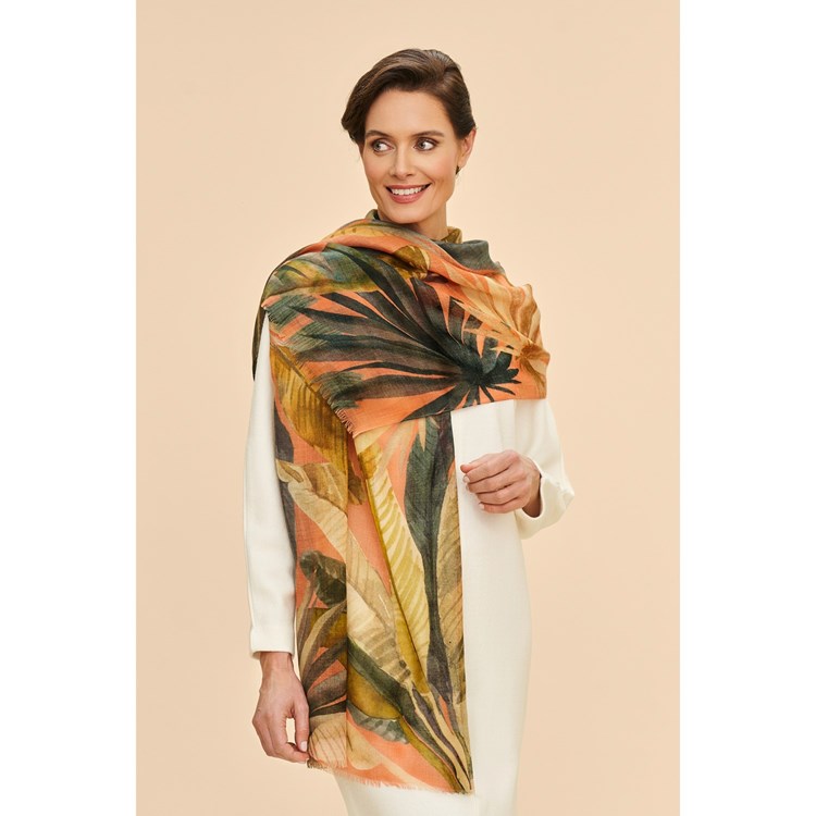 Painted palms wool scarf