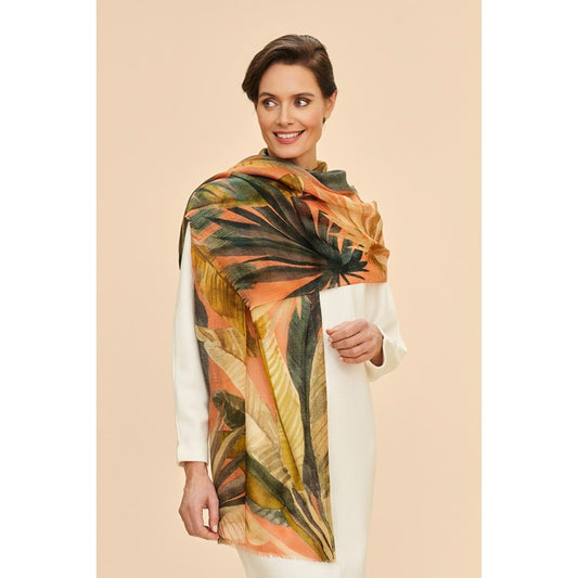 Painted palms wool scarf