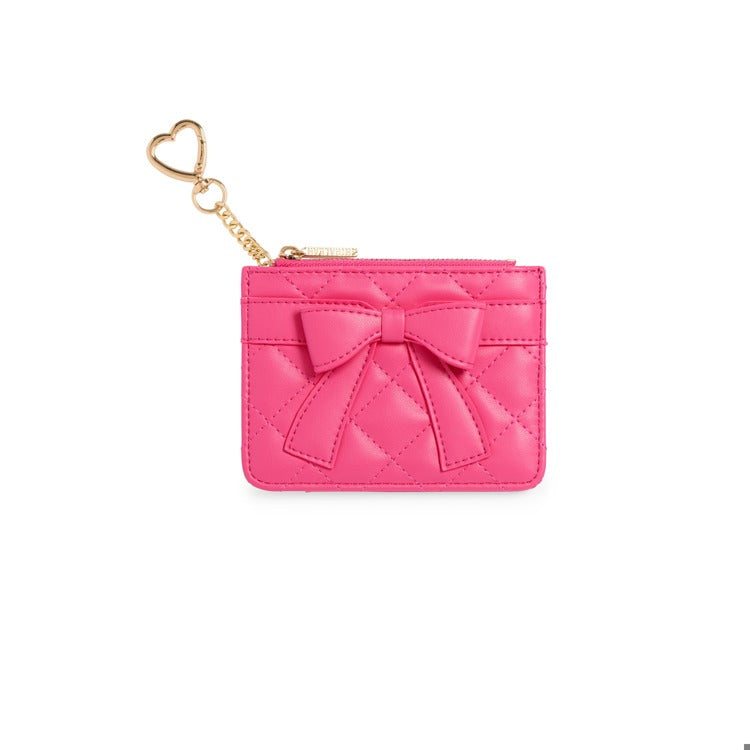 Quilted Bow Card Case Fuchsia