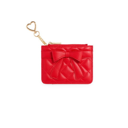 Quilted Bow Card Case Red