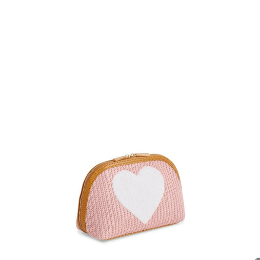 Heart Knit Zip Pouch Blush