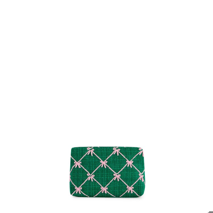 Tinsel Bow Zip Pouch Green
