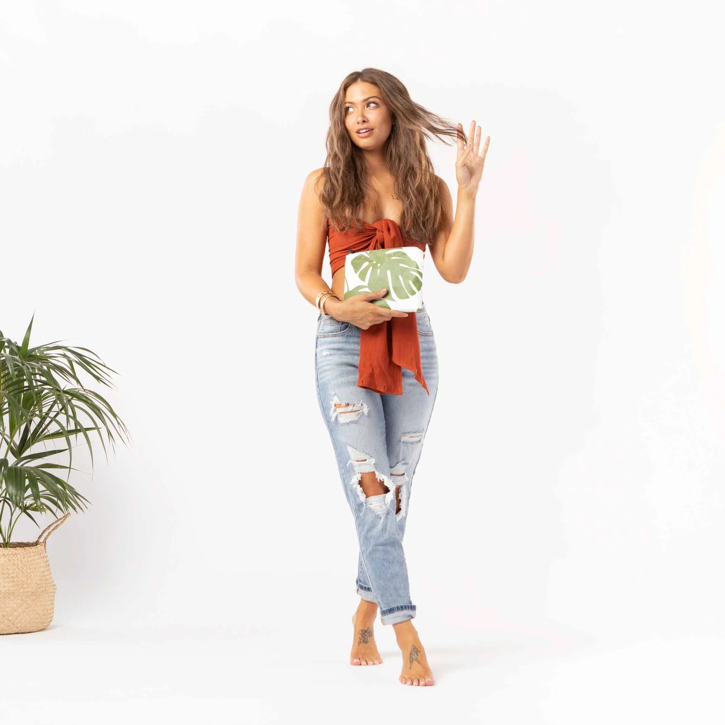 Aloha Collection Monstera Small Pouch Seaweed