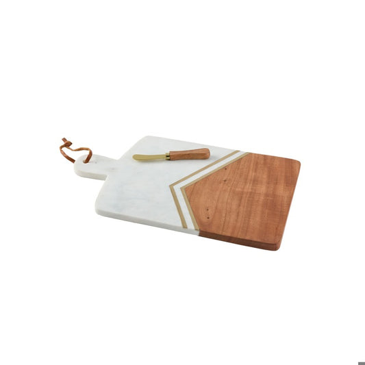 Marble & Wood Cheeseboard with Spreader