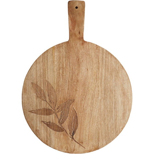 Leaf Embossed Large Round Wood Board