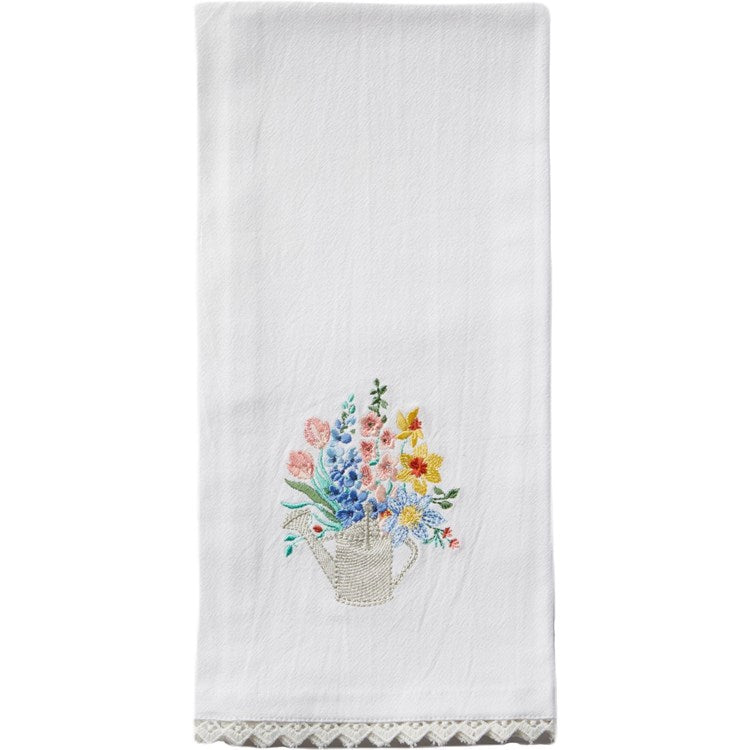 Watering Can Embroidered Dishtowel