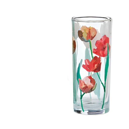 Blooming Flowers Drinks Glass