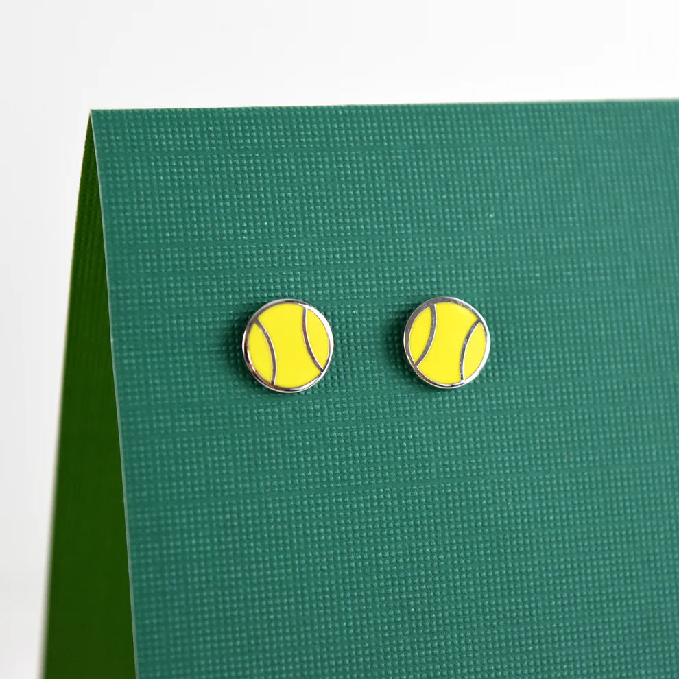 Yellow Flat Tennis Ball Earrings