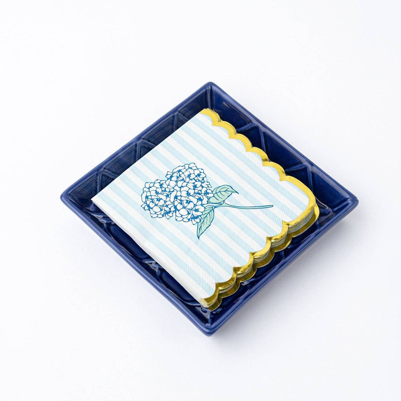 Textured Beverage Napkin Tray Navy