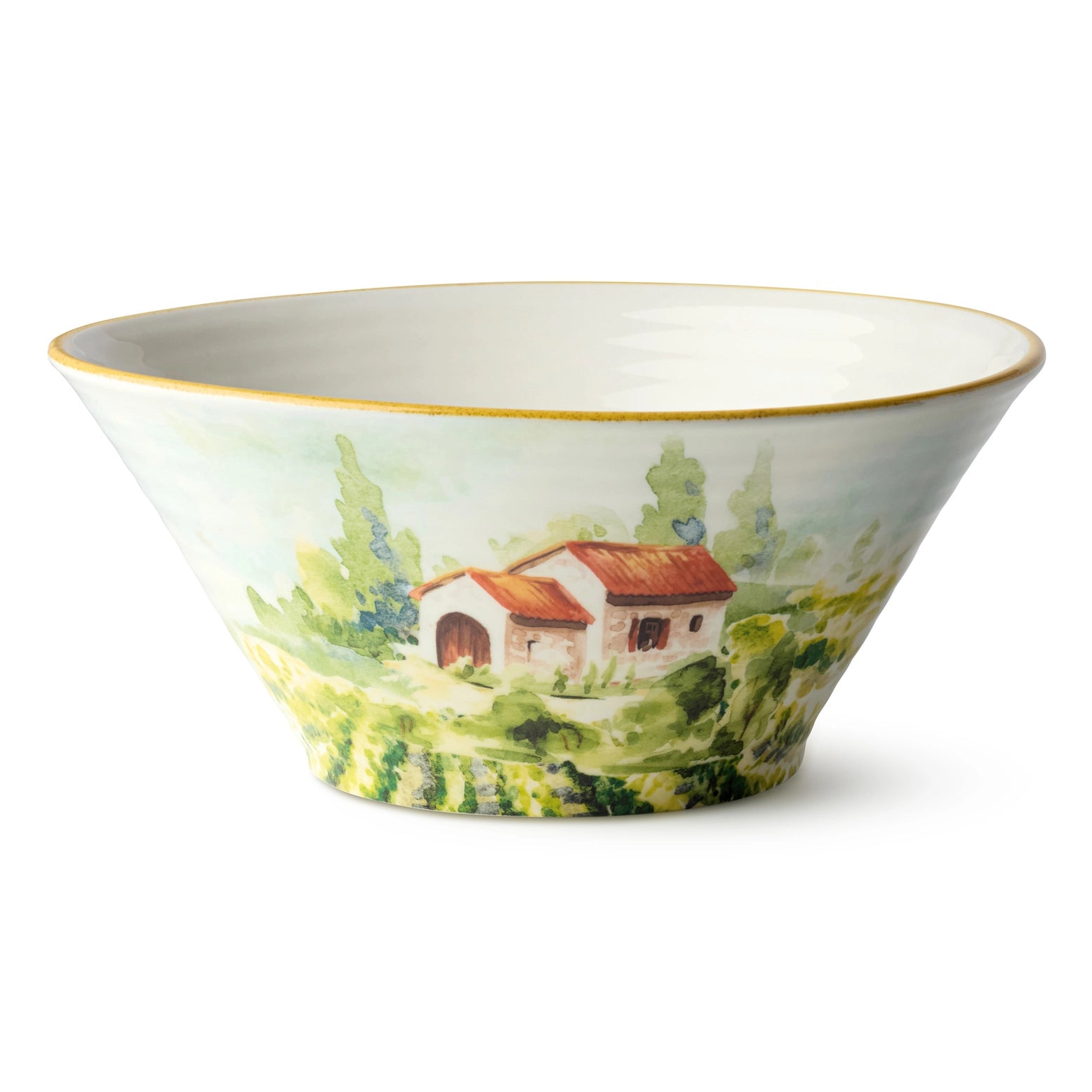 Ceramic bowl with scenic Tuscan design 