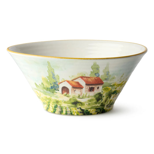 Ceramic bowl with scenic Tuscan design 