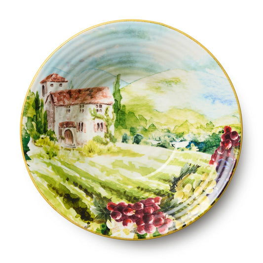 pasta bowl depicting scenes of the Italian countryside