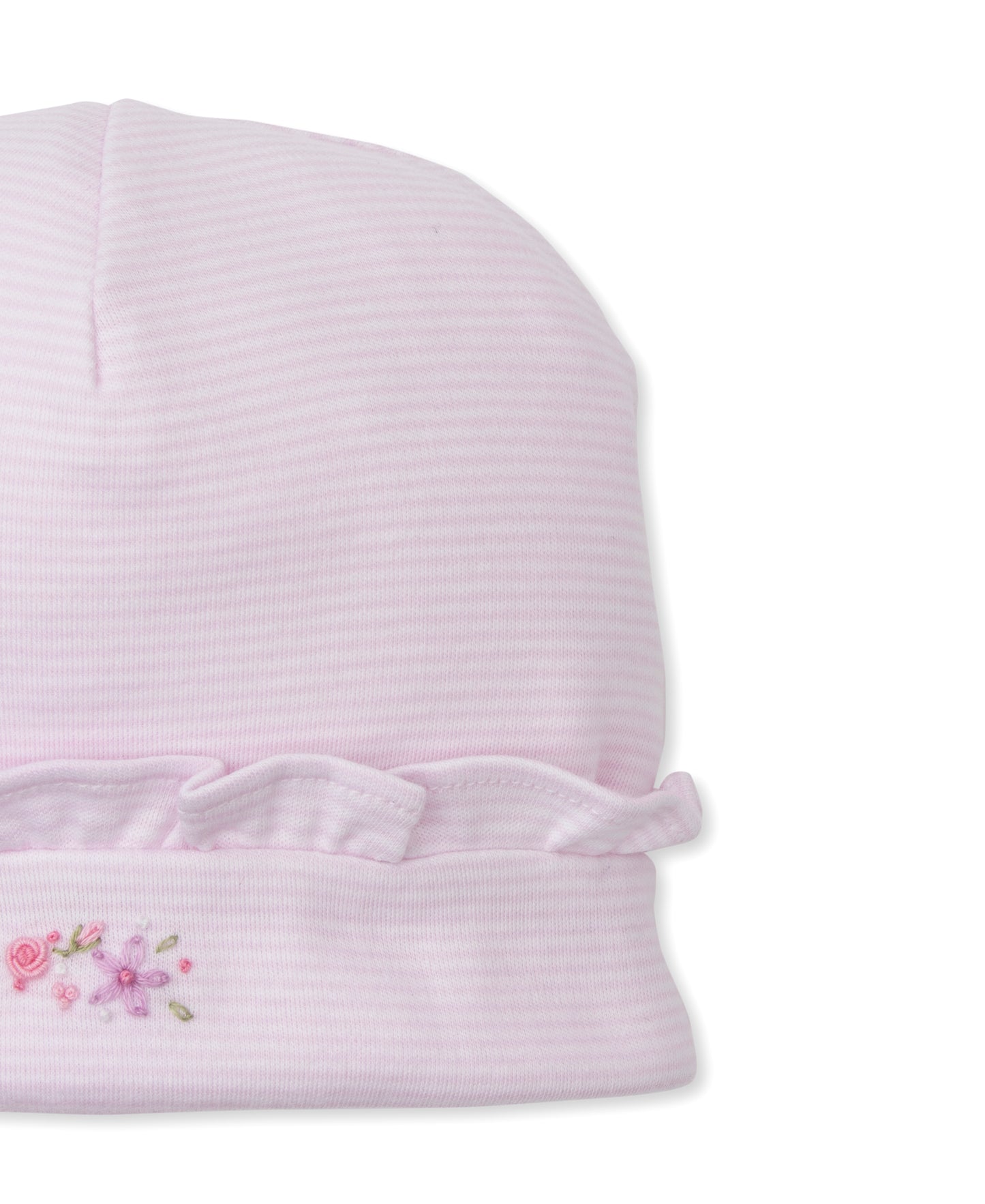 Kissy Kissy Hat with Hand Embroidery Pink Stripe  NB