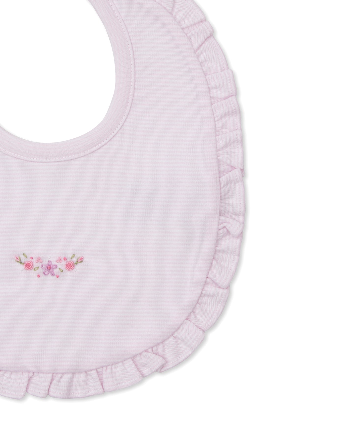Kissy Kissy Bib with Hand Embroidery Pink Stripe