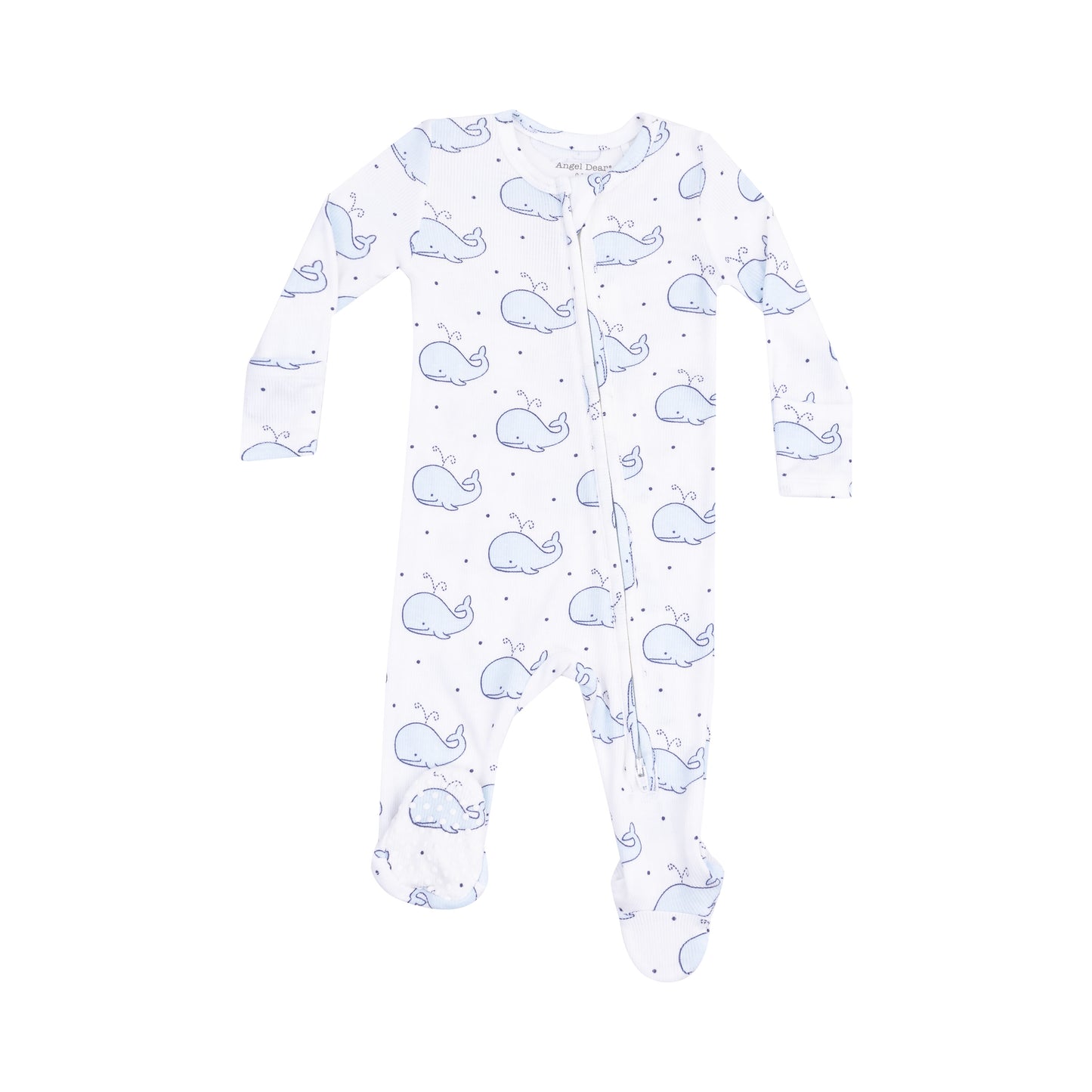 Angel Dear Bubbly Whale Blue 2 Way Zipper Footie 0-3M