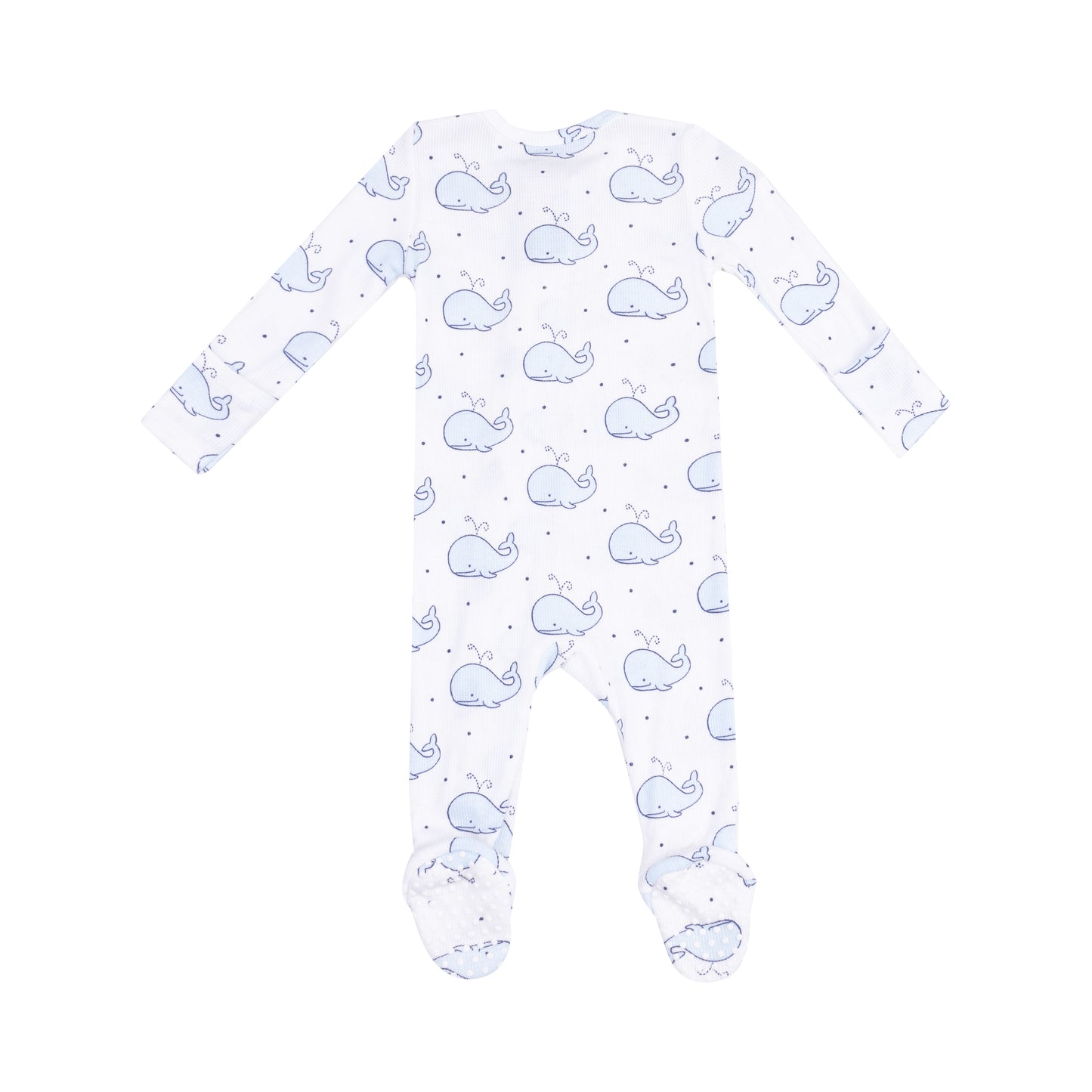 Angel Dear Bubbly Whale Blue 2 Way Zipper Footie 0-3M