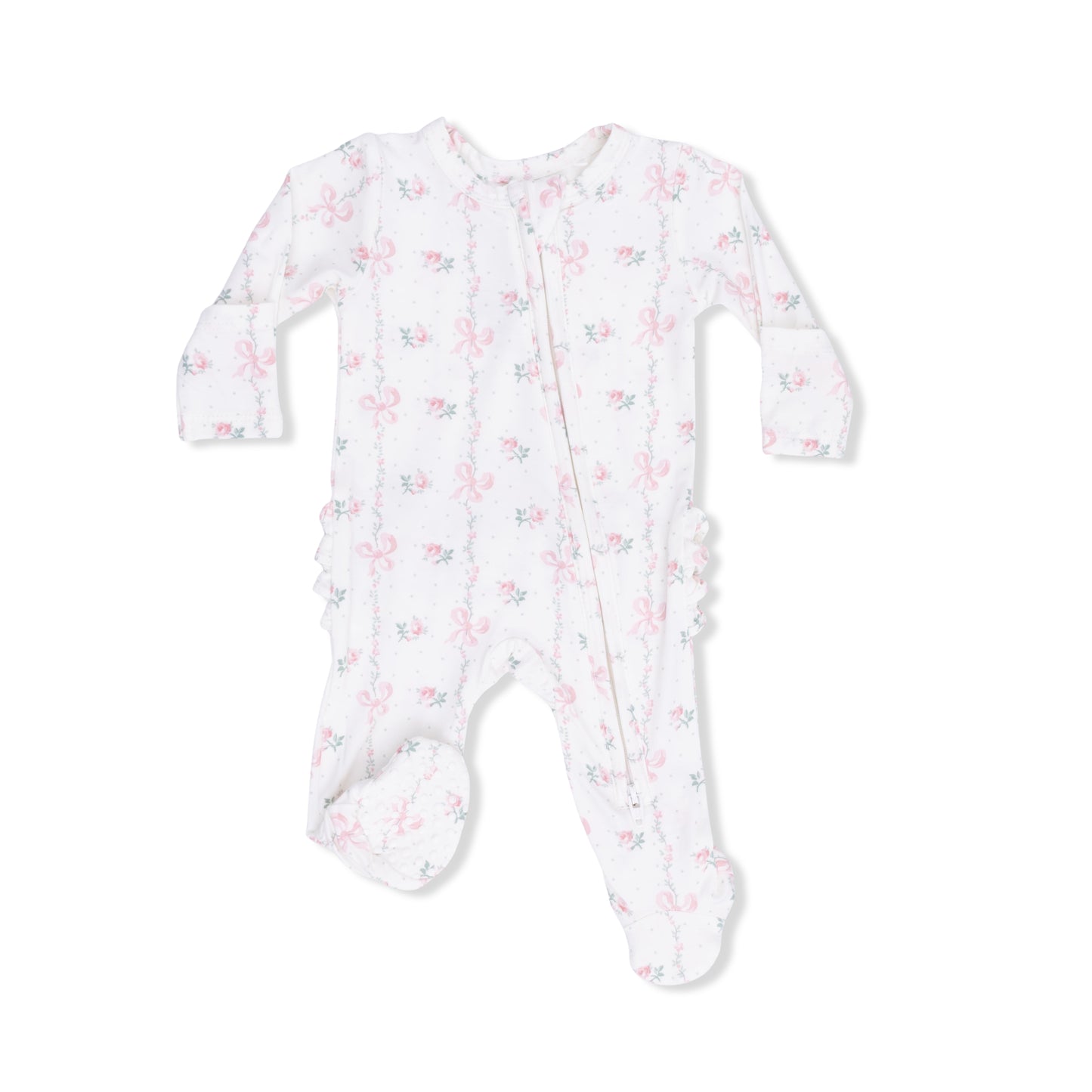 Angel Dear Dainty Buds 2 Way Ruffle Back Zipper Footie Premmie