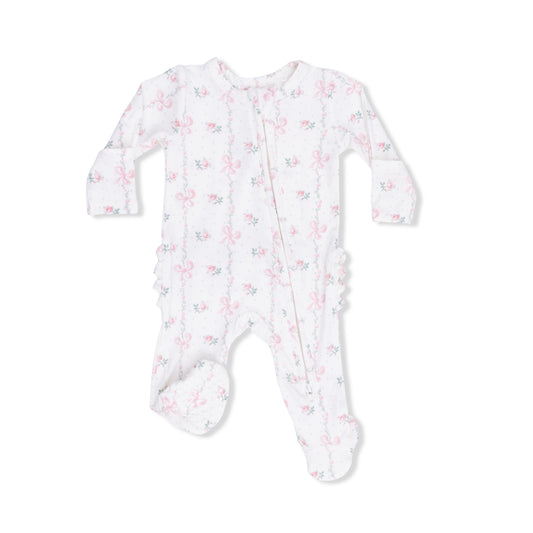 Angel Dear Dainty Buds 2 Way Ruffle Back Zipper Footie Premmie