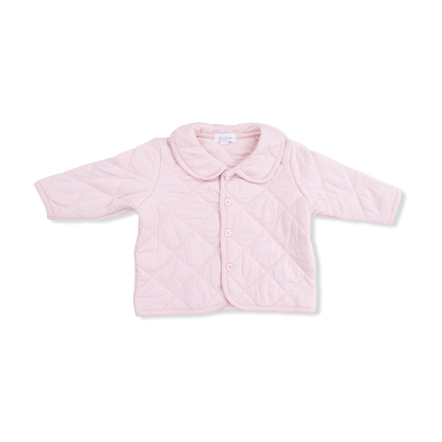 Angel Baby solid Pink quilted lotus baby jacket on a white background