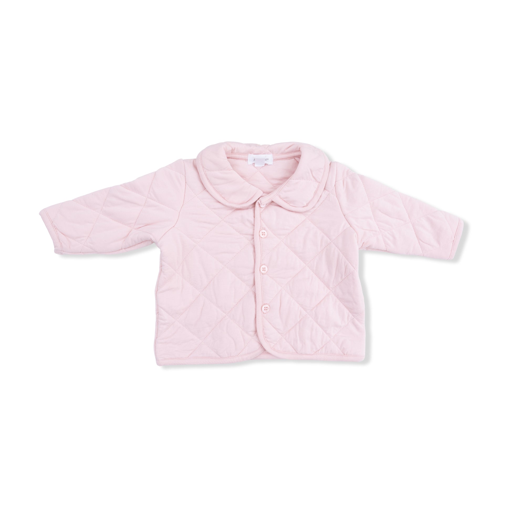 Angel Baby solid Pink quilted lotus baby jacket on a white background