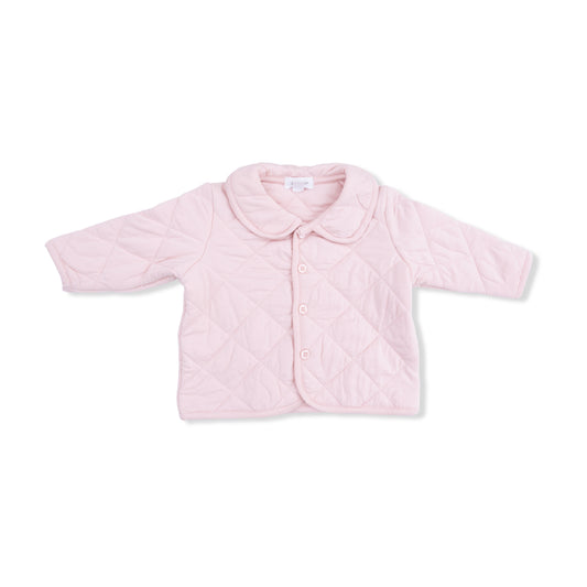 Angel Baby solid Pink quilted lotus baby jacket on a white background