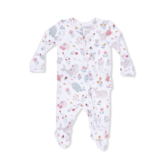 Angel Dear Garden Sea Creatures 2 Way Ruffle Back Zipper Footie 6-9m