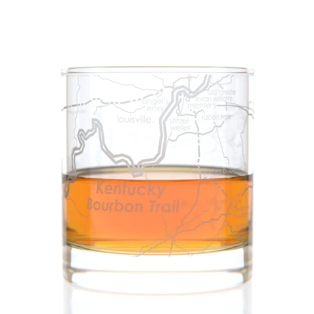 Bourbon Trail Map Rocks Glass