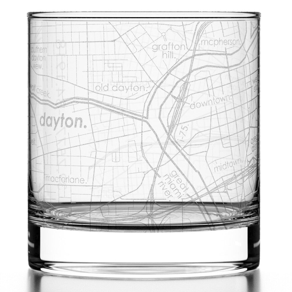 Dayton Home Town Maps Rocks Glass