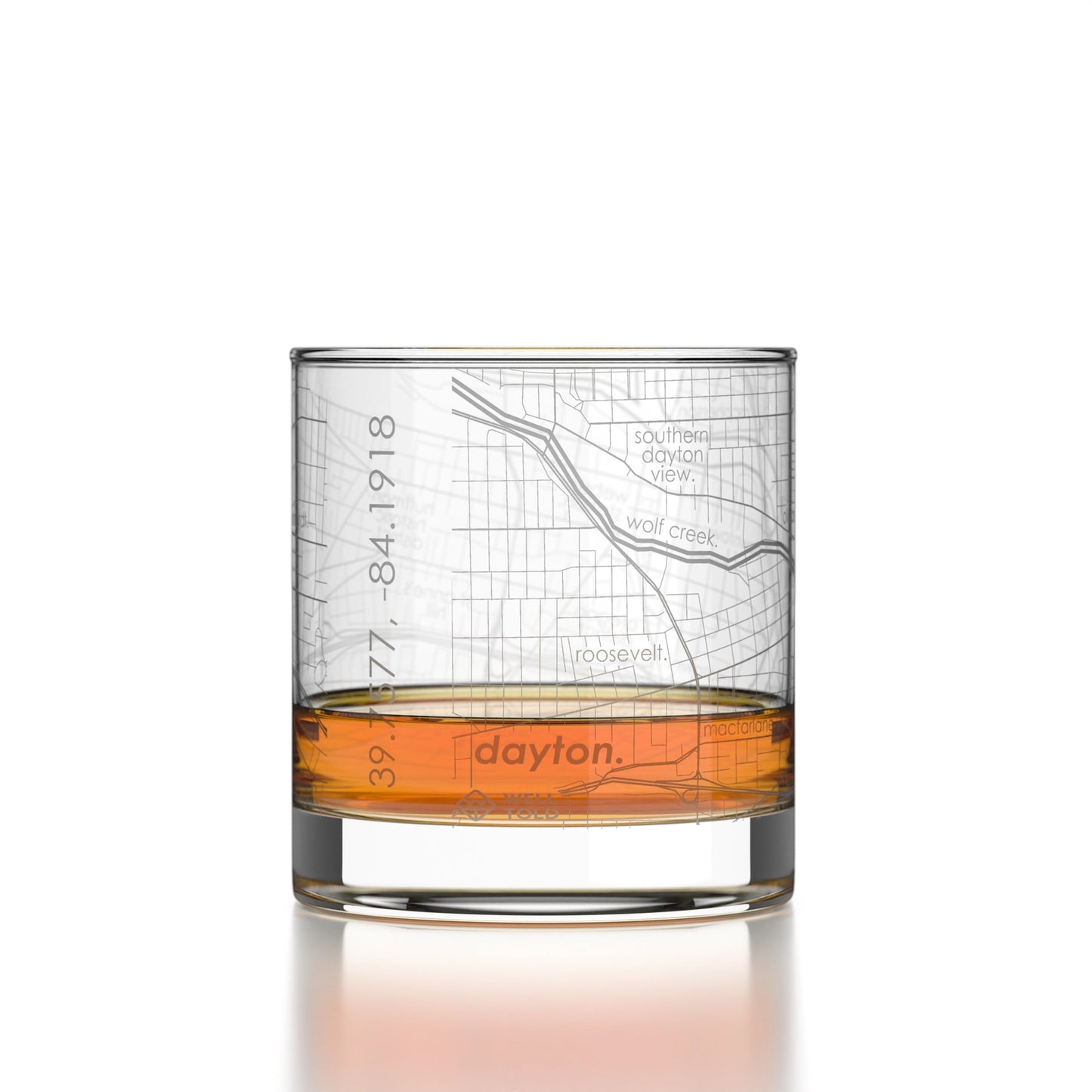 Dayton Home Town Maps Rocks Glass