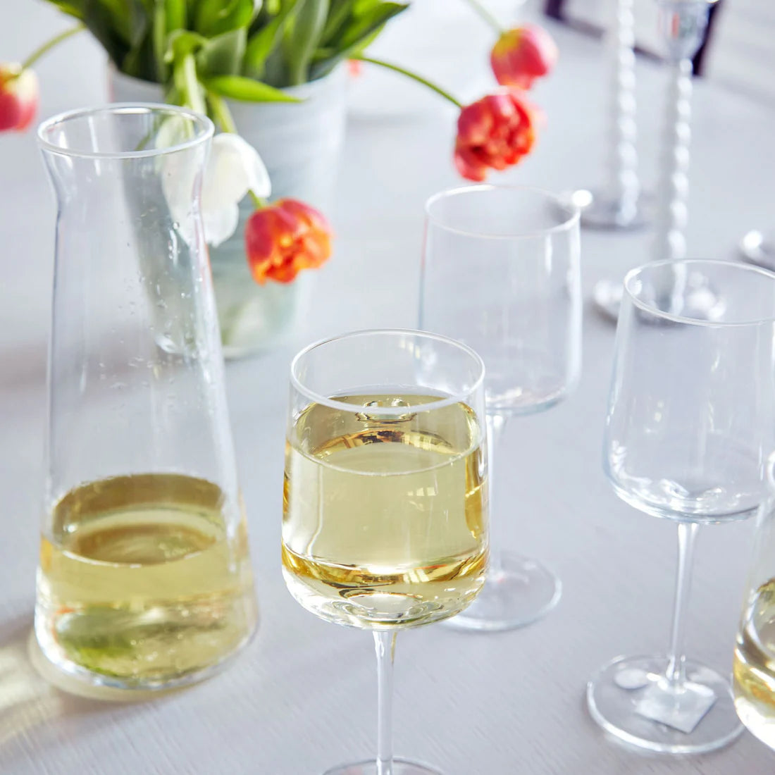 Mariposa Fine Line Clear with White Rim Decanter