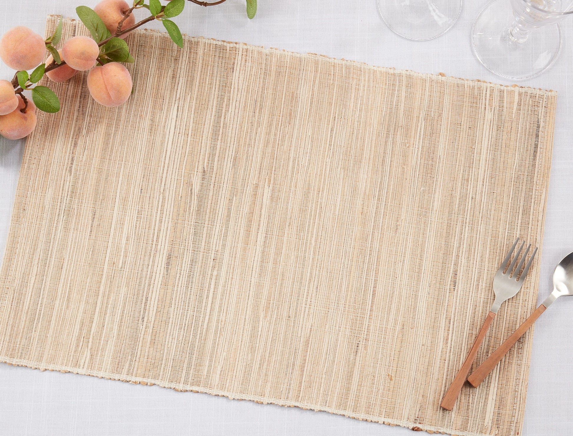 Woven placemat made from hyacinth in a natural color